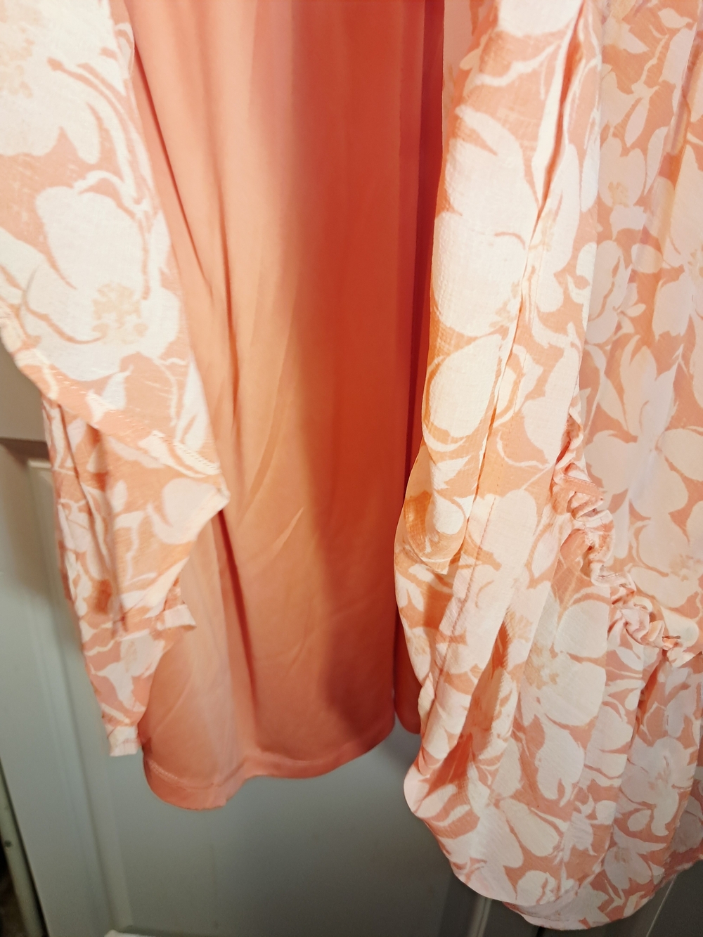 Torrid Coral Floral Chiffon Ruffle Deep V-Neck Smocked Back Mini Dress Plus Size - Picture 8 of 12